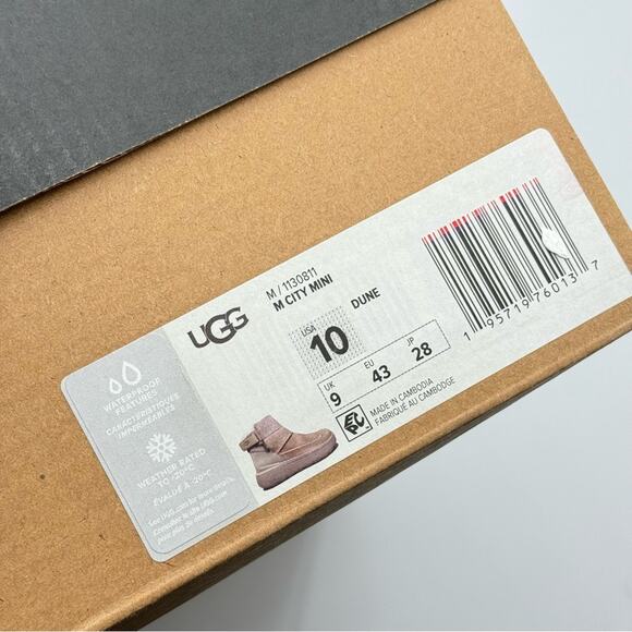 UGG Men’s M City Mini Boots Size 10 Dune Tan Waterproof Leather Winter Shoes - Picture 12 of 12